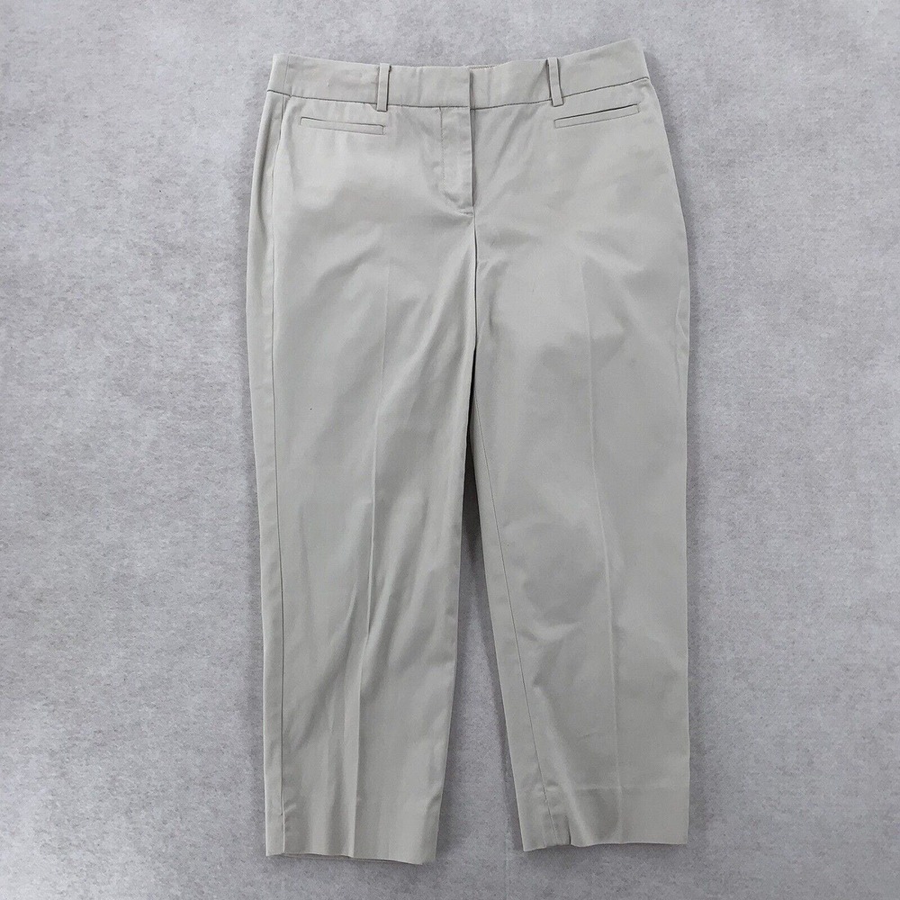 Talbots The‎ Perfect Crop Capris Chino Pants Ivory Flat Front Petites Casual 6P